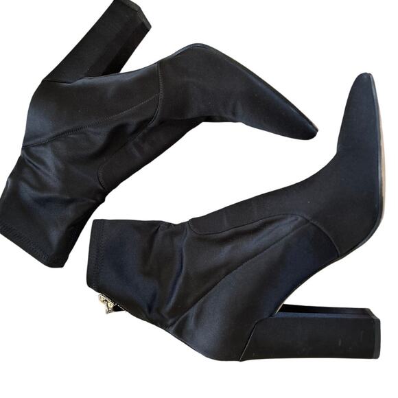 Dolce Vita Elana Black Satin Pointed Toe Sock Boot - Picture 7 of 10
